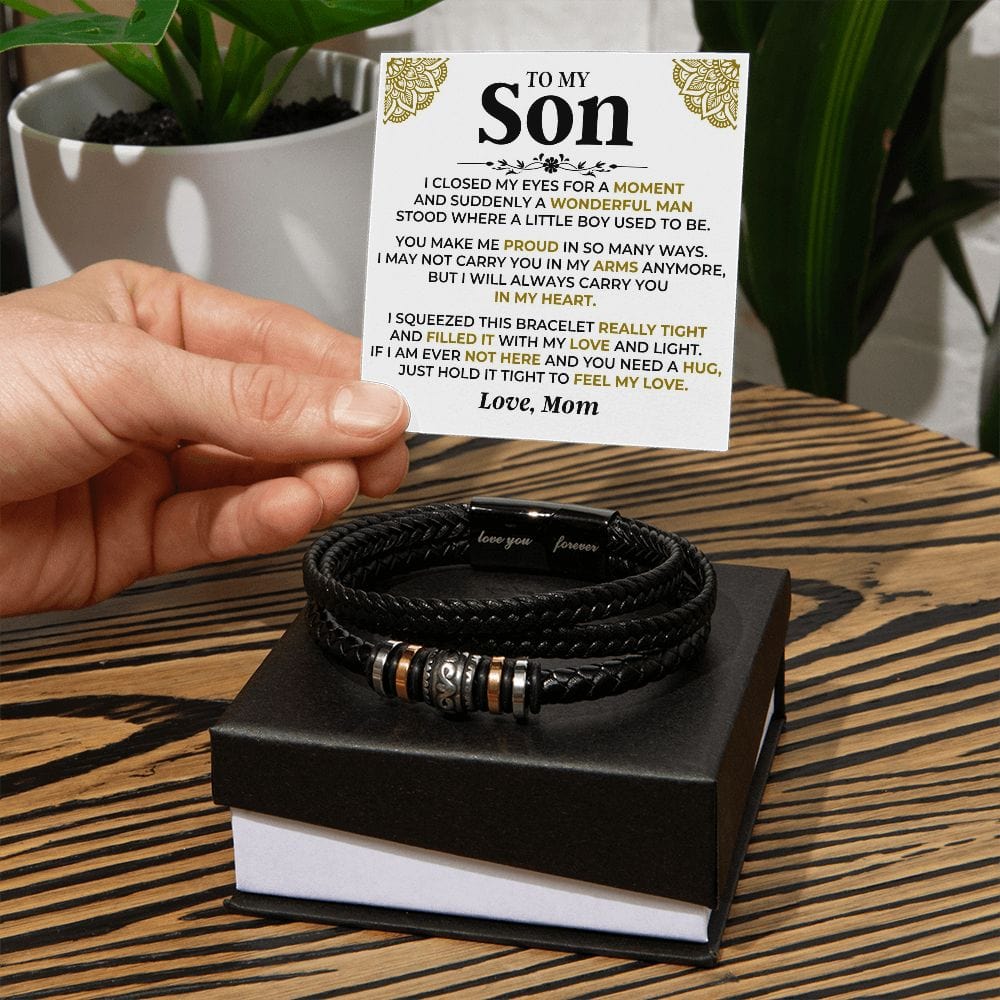 To My Son | Braided Leather Bracelet Gift Set - SS521