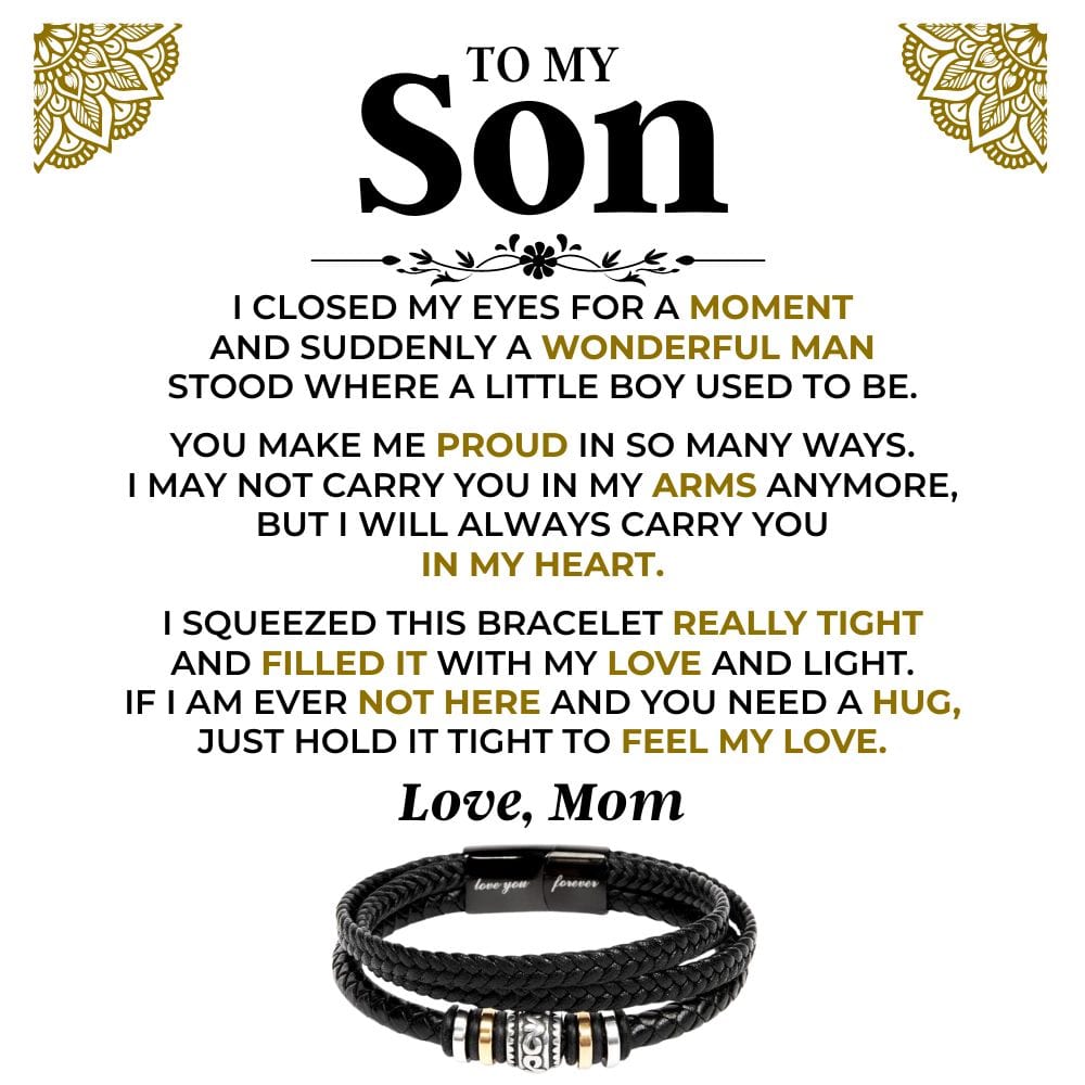 To My Son | Braided Leather Bracelet Gift Set - SS521