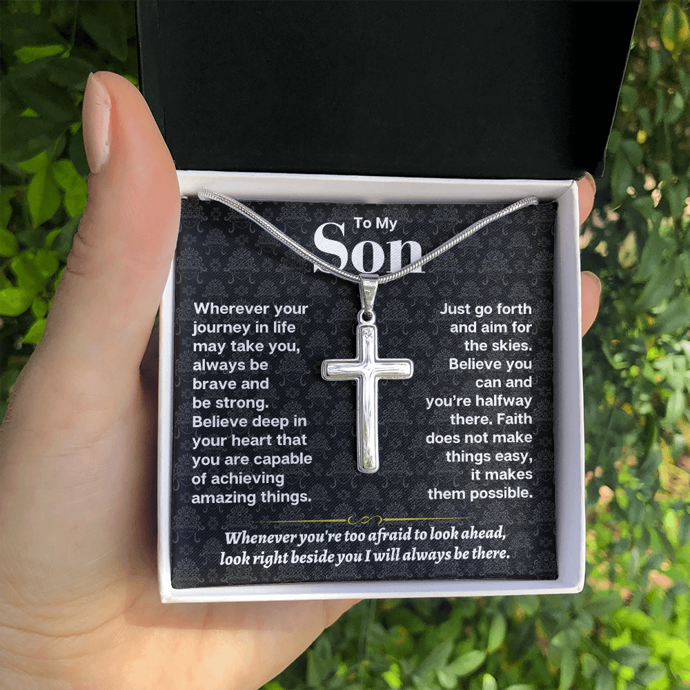 To My Son - Personalized - Artisan-Crafted Cross - Gift Set - SS178S