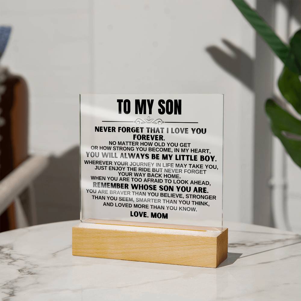 To My Son "You'll Always Be My Little Boy" LED-Lit Acrylic Plaque - AC19