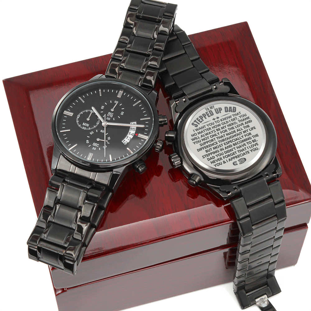 To My Stepped Up Dad - Engraved Premium Watch - SS235