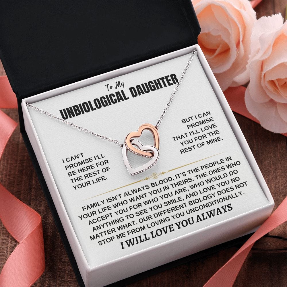 Heart pendant close-up, Unbiological Daughter gift set