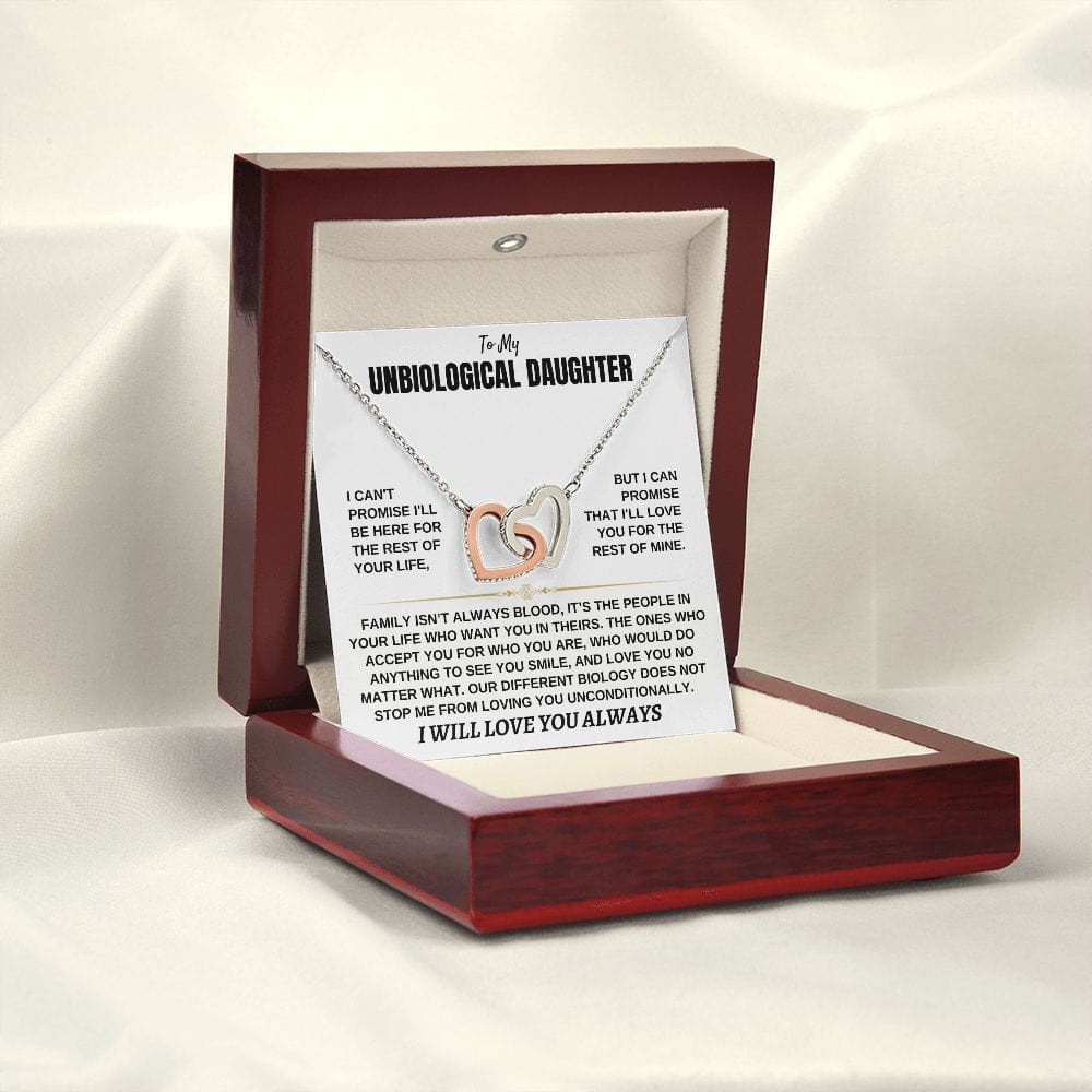 Unbiological Daughter gift set packaging and message card