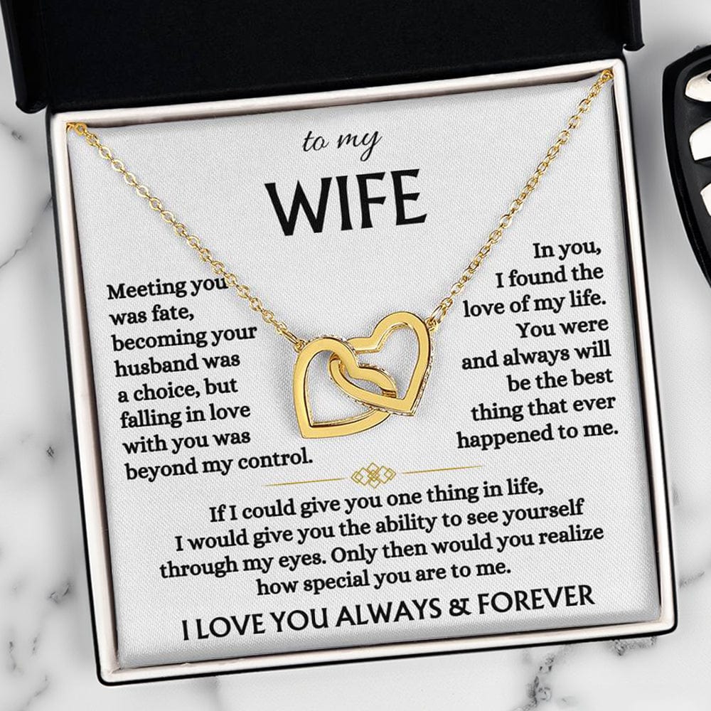 To My Wife - 18k Interlocked-Hearts Necklace Gift Set - SS568V3