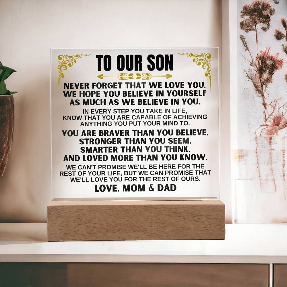 To Our Son - Love Mom & Dad - LED-Lit Acrylic Plaque - AC27MD