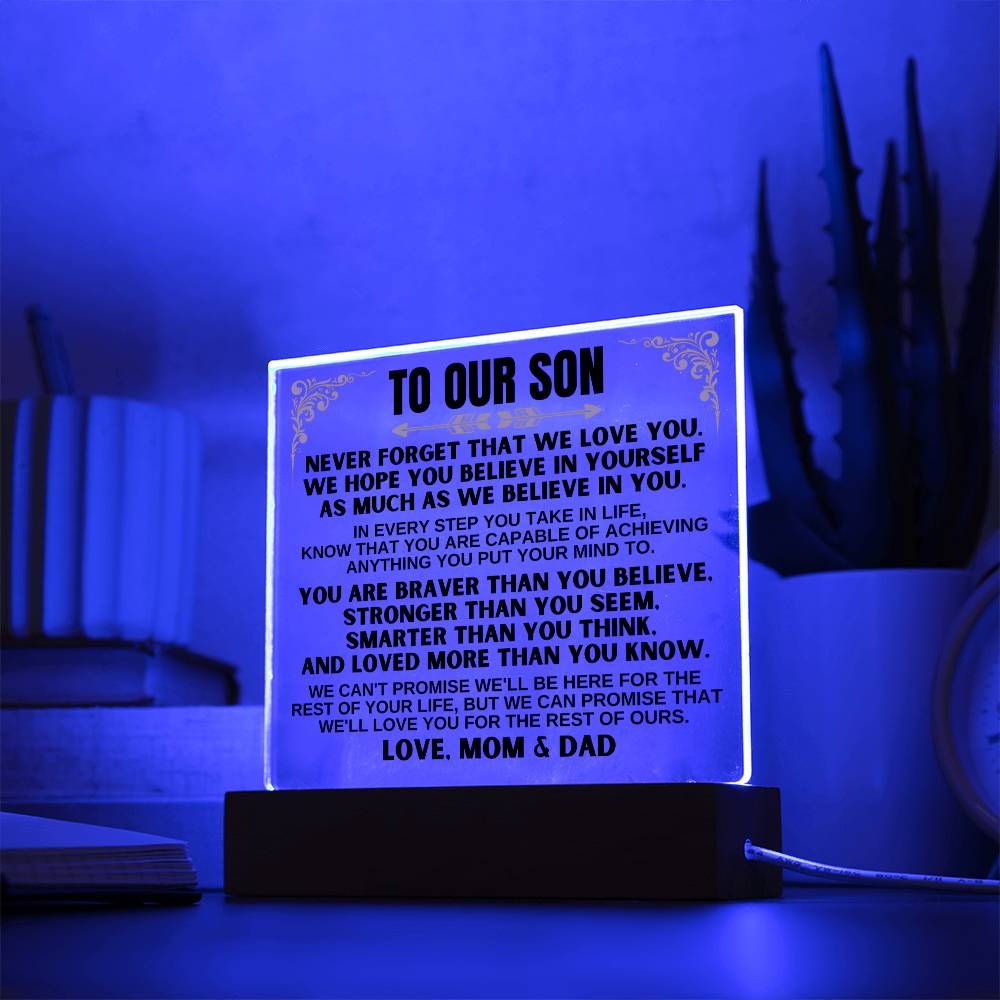 To Our Son - Love Mom & Dad - LED-Lit Acrylic Plaque - AC27MD