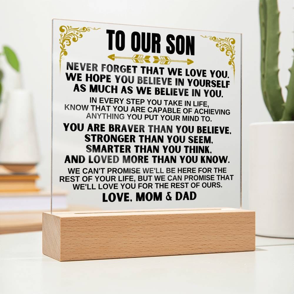 To Our Son - Love Mom & Dad - LED-Lit Acrylic Plaque - AC27MD