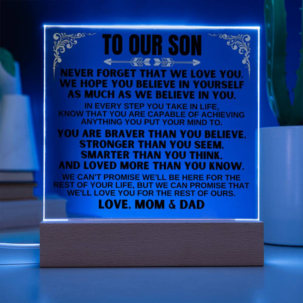 To Our Son - Love Mom & Dad - LED-Lit Acrylic Plaque - AC27MD