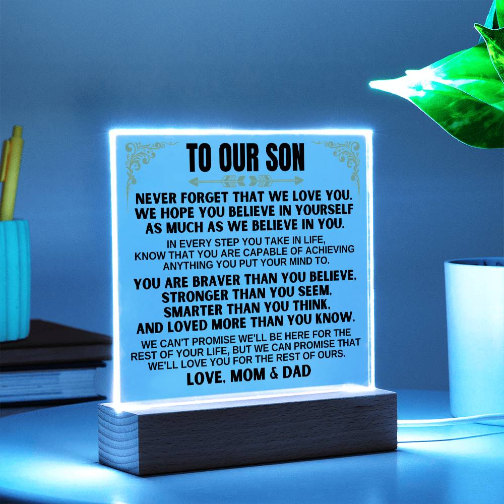 To Our Son - Love Mom & Dad - LED-Lit Acrylic Plaque - AC27MD
