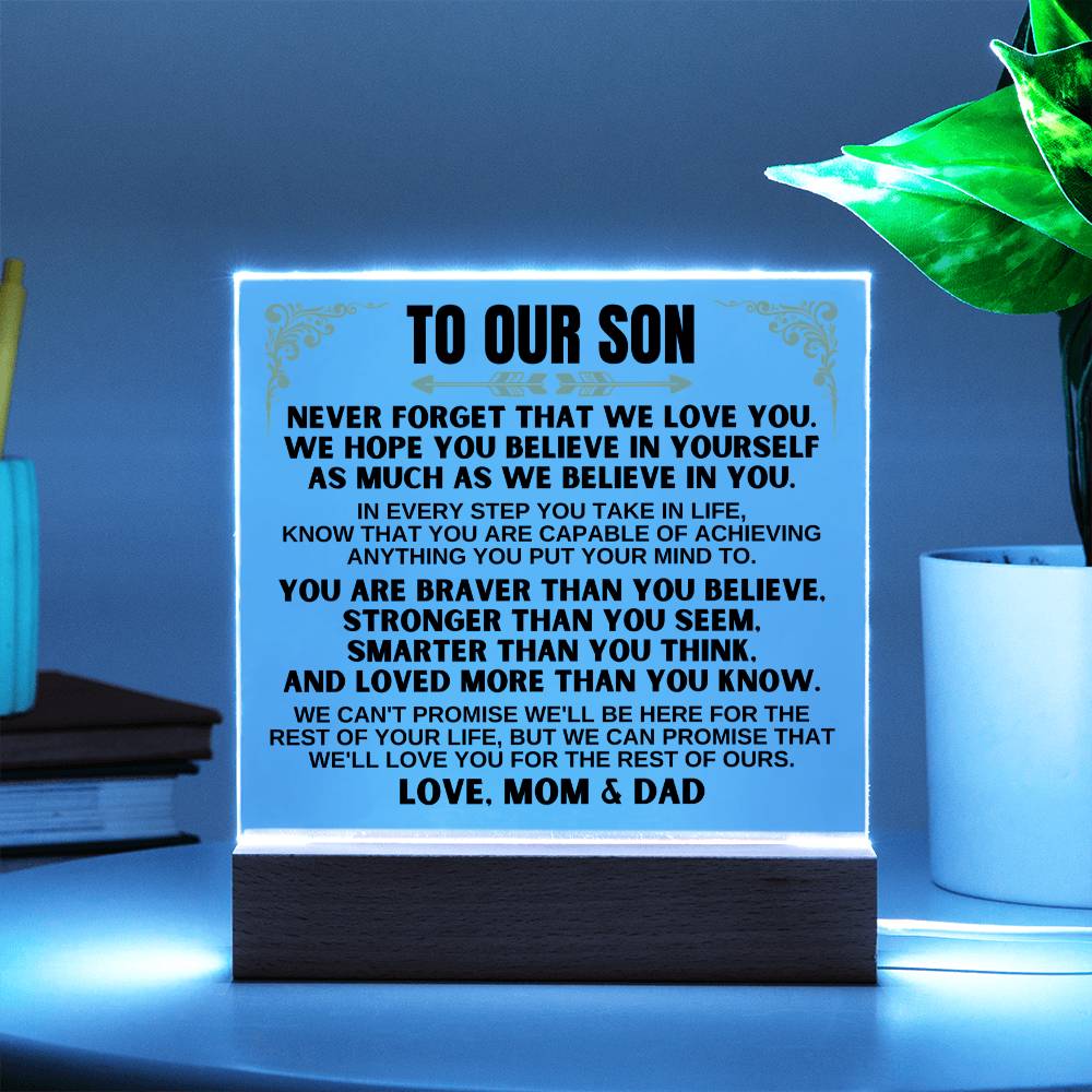 To Our Son - Love Mom & Dad - LED-Lit Acrylic Plaque - AC27MD