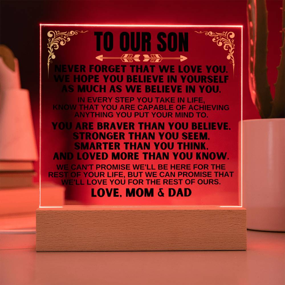 To Our Son - Love Mom & Dad - LED-Lit Acrylic Plaque - AC27MD