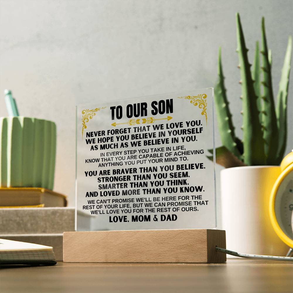 To Our Son - Love Mom & Dad - LED-Lit Acrylic Plaque - AC27MD