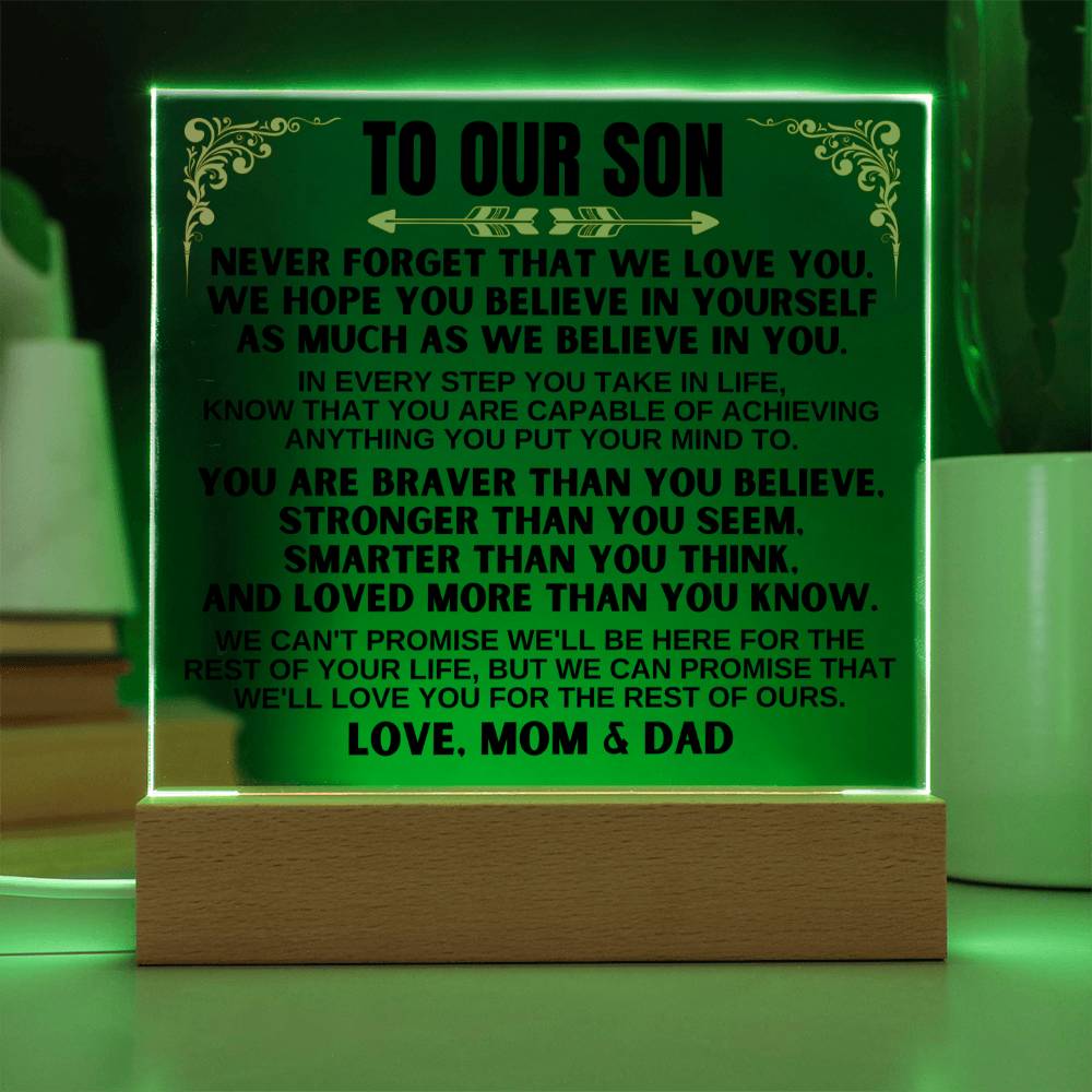 To Our Son - Love Mom & Dad - LED-Lit Acrylic Plaque - AC27MD