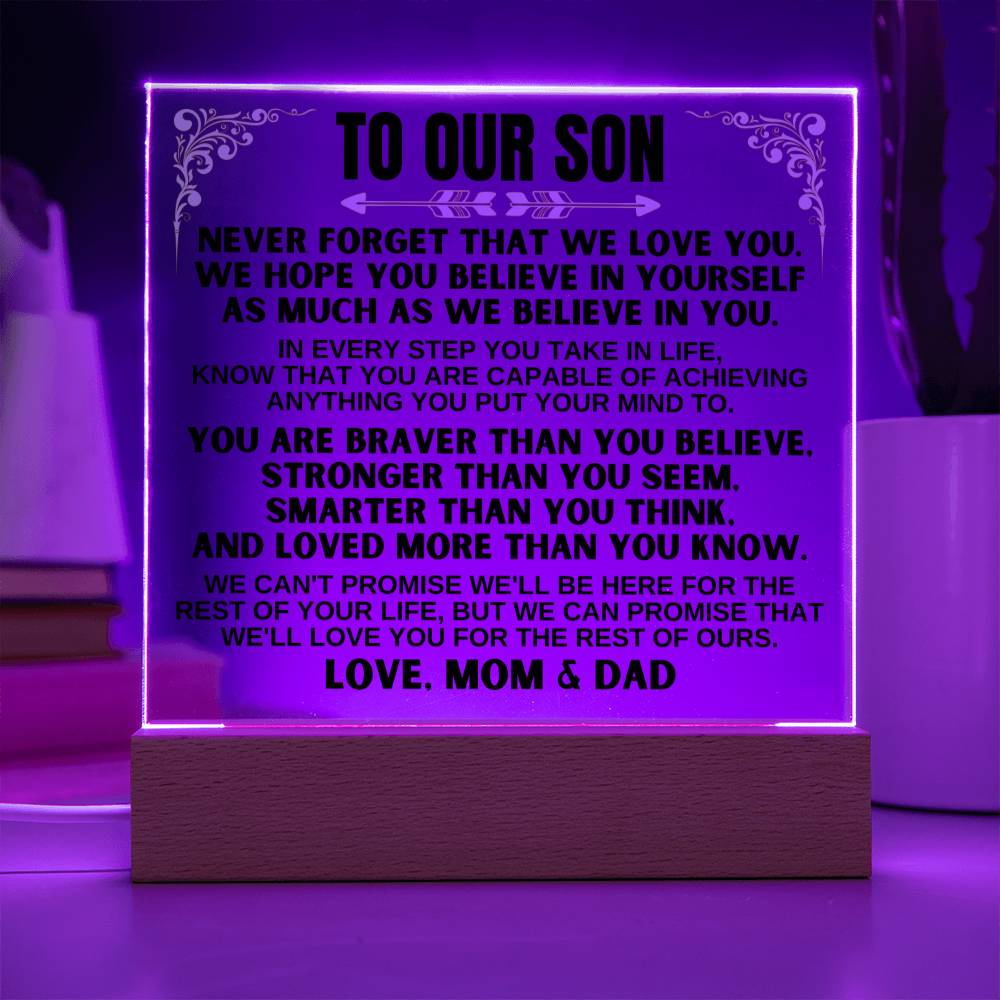 To Our Son - Love Mom & Dad - LED-Lit Acrylic Plaque - AC27MD