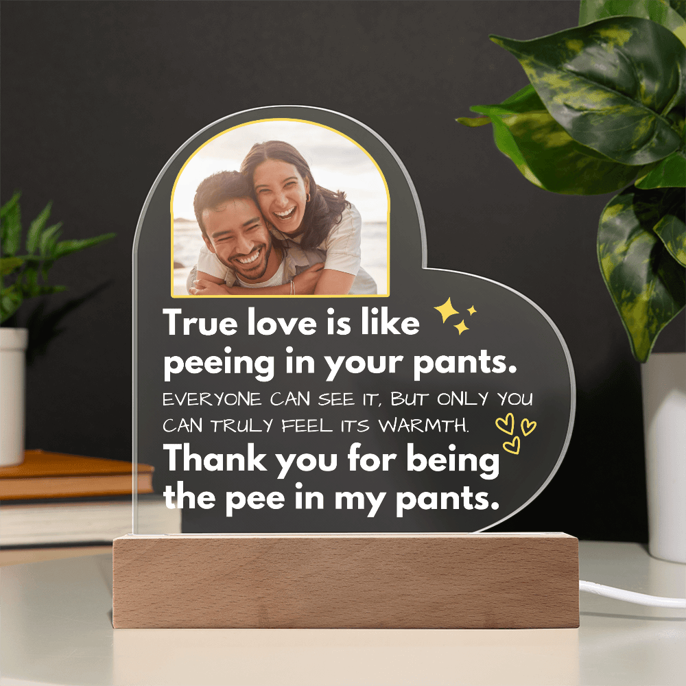 True Love Is Like Peeing In Your Pants - Custom Acrylic w/ LED Table Lamp - AC36v3