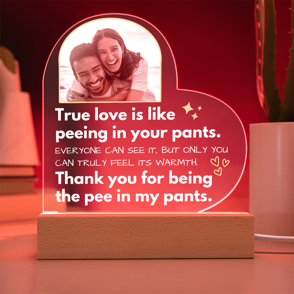 True Love Is Like Peeing In Your Pants - Custom Acrylic w/ LED Table Lamp - AC36v3
