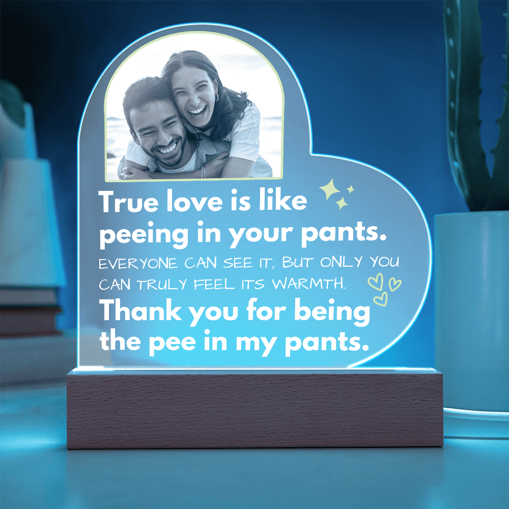 True Love Is Like Peeing In Your Pants - Custom Acrylic w/ LED Table Lamp - AC36v3