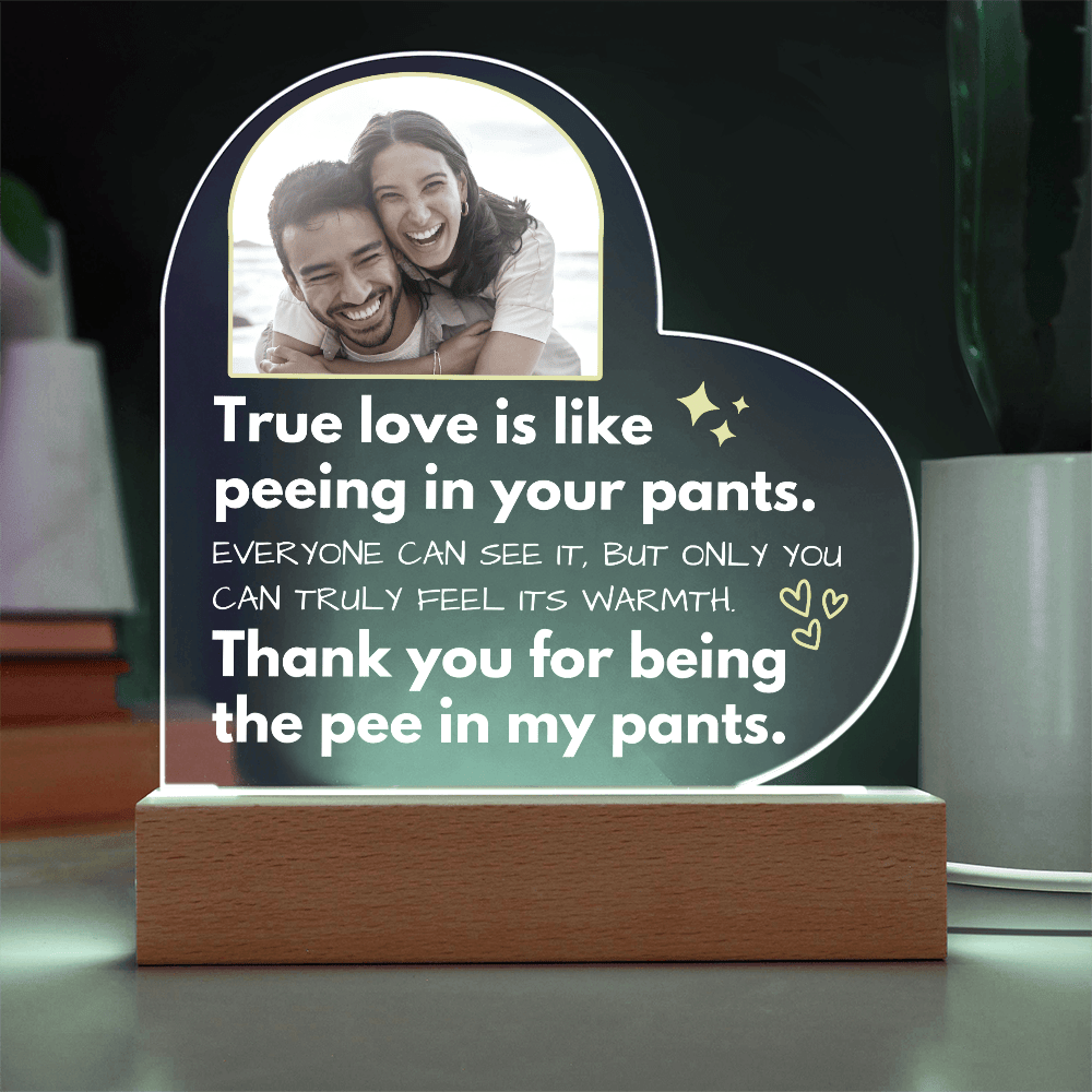 True Love Is Like Peeing In Your Pants - Custom Acrylic w/ LED Table Lamp - AC36v3
