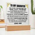 Unique Gift for Daughter from Dad - Acrylic Plaque with LED-Lit Wooden Base - AC34