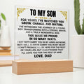 Unique Gift for Son from Dad - Acrylic Plaque with LED-Lit Wooden Base - AC35D