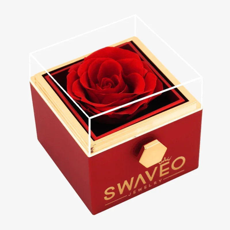 Forever Rose Box with Engraved Heart Necklace