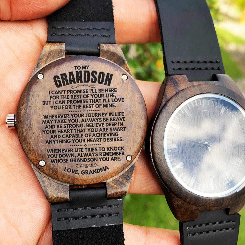 To My Grandson - Love, Grandma - Engraved Wood Watch - SS146-GM