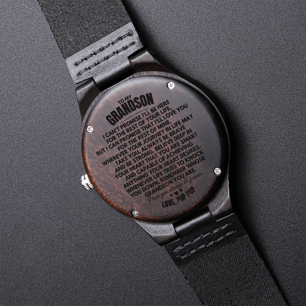 To My Grandson - Love, PopPop - Engraved Wood Watch - SS146POP