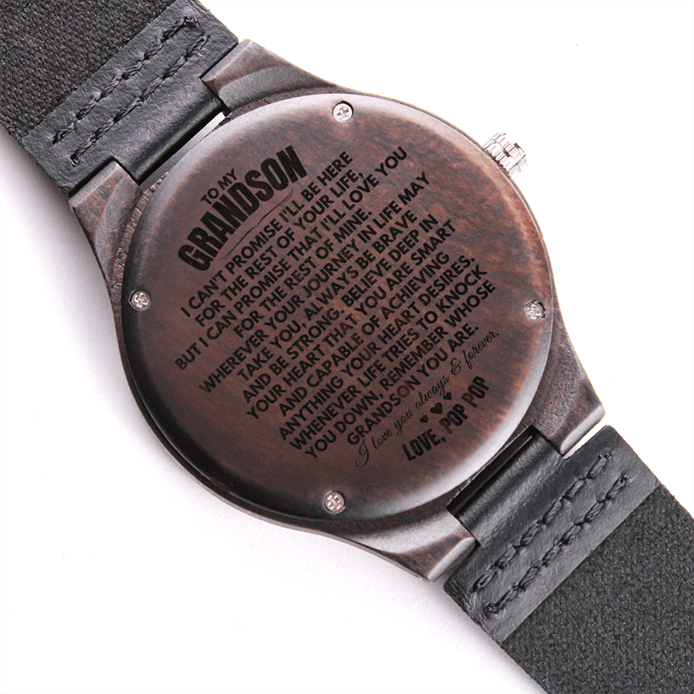 To My Grandson - Love, PopPop - Engraved Wood Watch - SS146POP