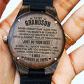 To My Grandson - Premium Engraved Wood Watch - SS480G