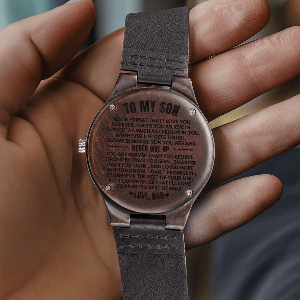 To My Son - Love, Dad - Engraved Wood Watch - SS492D