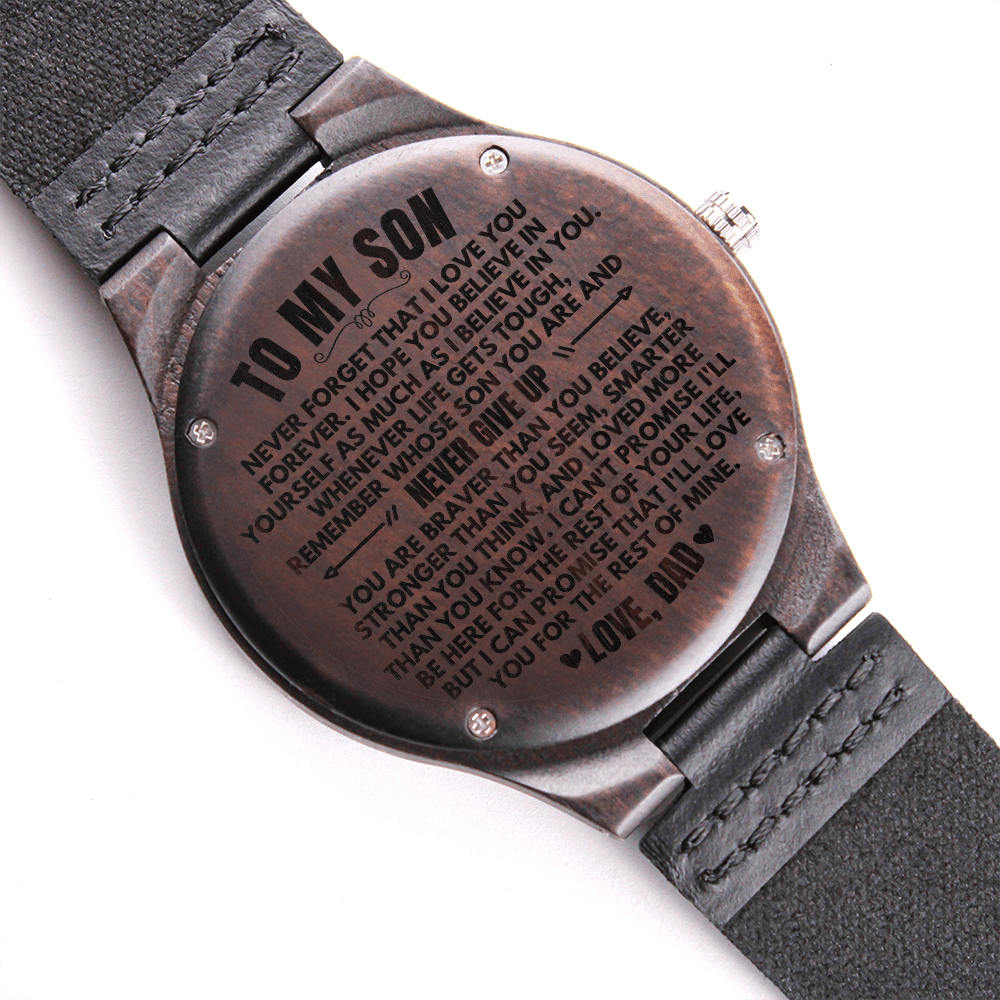 To My Son - Love, Dad - Engraved Wood Watch - SS492D