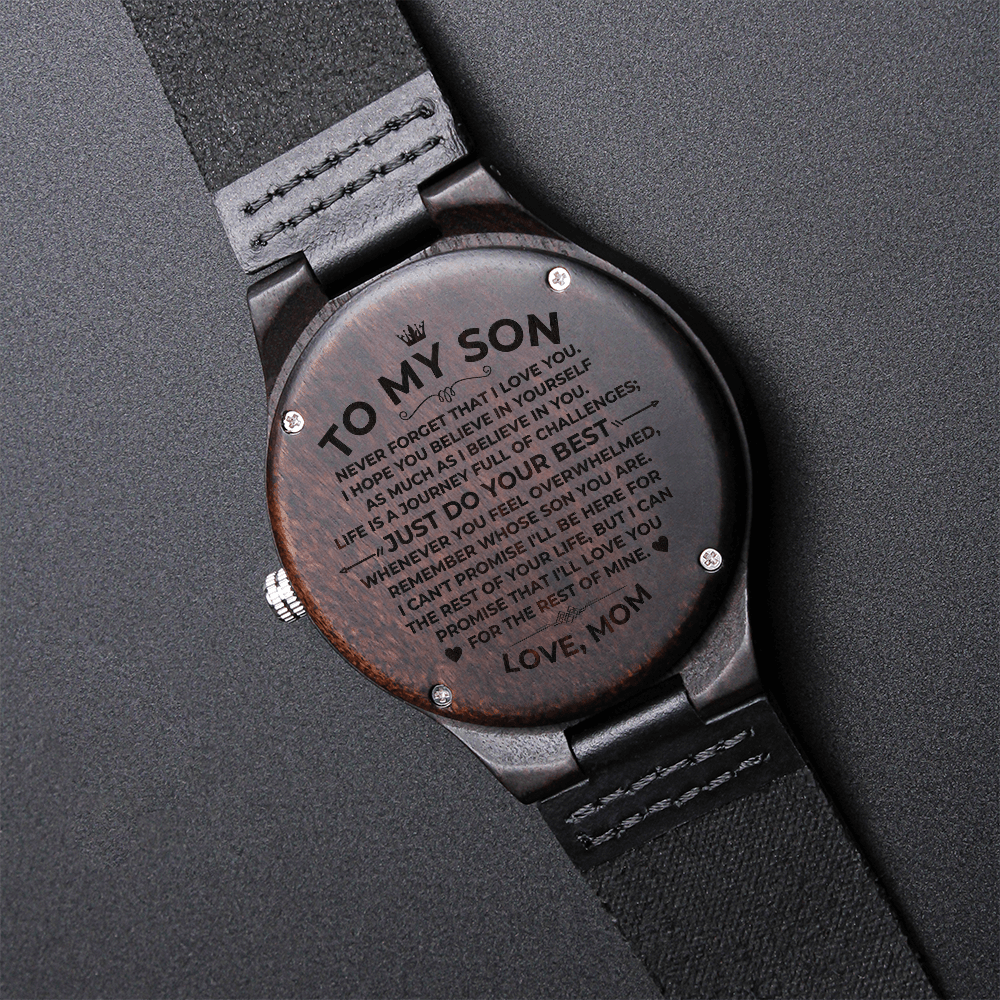 To My Son - Love, Mom - Engraved Wood Watch - SS482M-V2