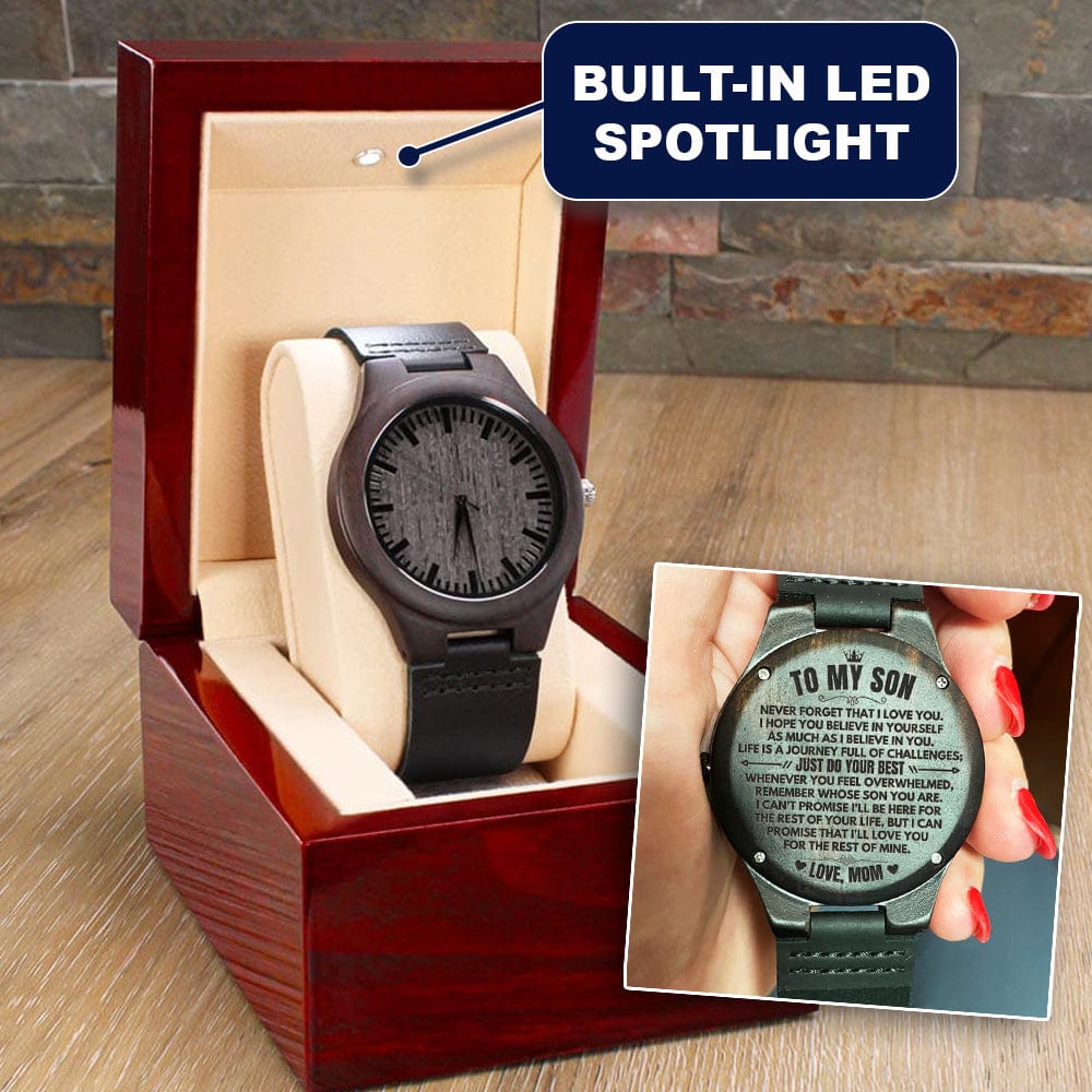 To Our Son - Love, Mom & Dad- Engraved Wood Watch - SS482MD