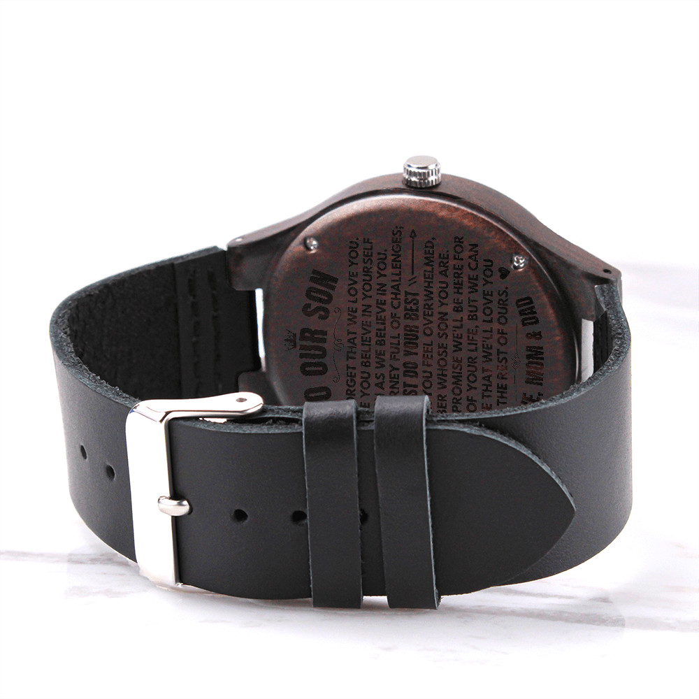 To Our Son - Love, Mom & Dad- Engraved Wood Watch - SS482MD