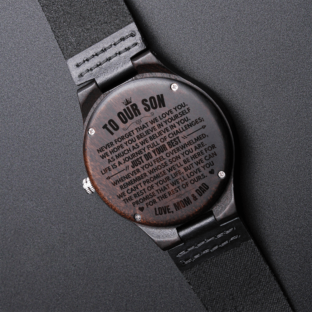 To Our Son - Love, Mom & Dad- Engraved Wood Watch - SS482MD
