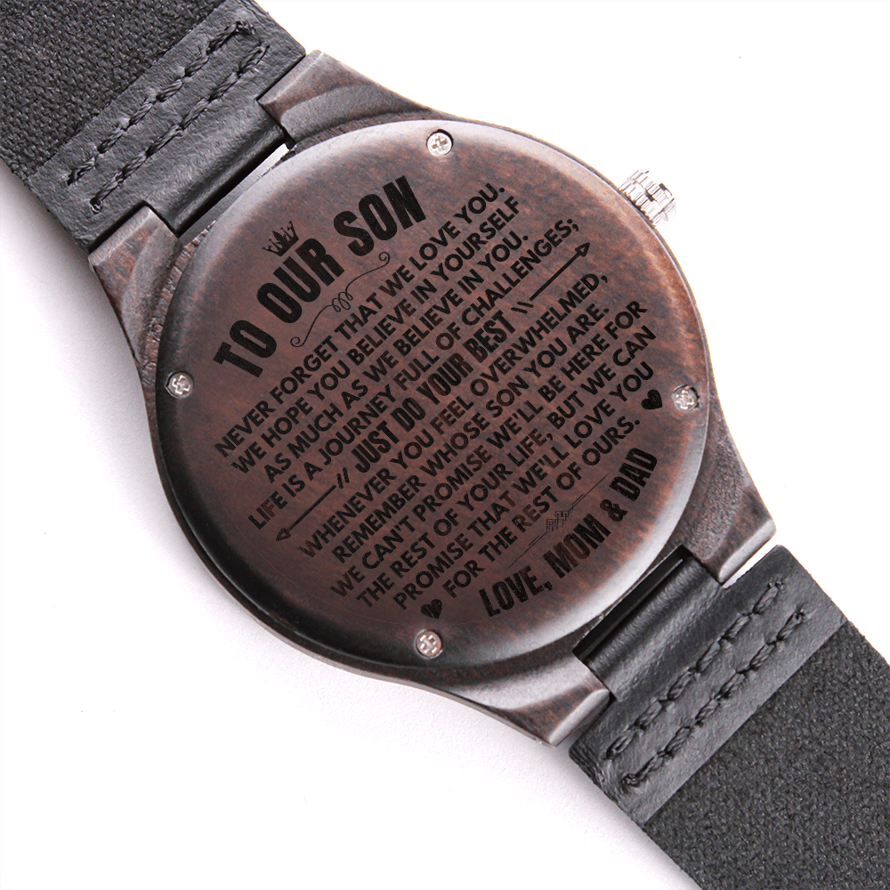 To Our Son - Love, Mom & Dad- Engraved Wood Watch - SS482MD